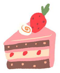 Strawberry cake PNG sticker, cute dessert icon