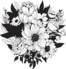 Graceful Blossoms Floral Logo Art Petal Symphony Bouquet Vector Graphic