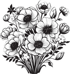 Elegant Petals Flower Icon Graphic Blooming Symphony Bouquet Vector Design