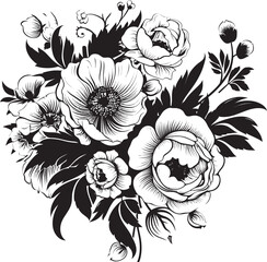 Graceful Blooms Bouquet Icon Design Blooming Fusion Flower Vector Logo