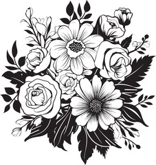 Serene Petals Flower Icon Design Floral Fusion Bouquet Vector Art
