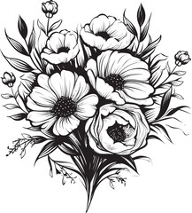 Blooming Perfection Flower Icon Design Serene Petals Bouquet Logo Art