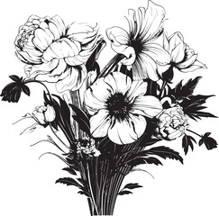 Blossom Delight Bouquet Icon Design Blooming Symphony Flower Logo Art