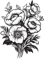 Blooming Fusion Bouquet Icon Graphic Petal Symphony Floral Logo Art