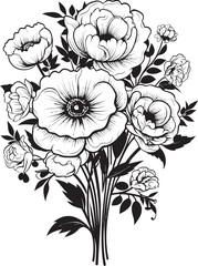 Floral Harmony Bouquet Icon Design Blossom Perfection Flower Vector Graphic