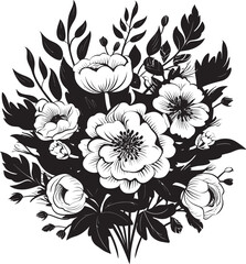 Blooming Bliss Bouquet Vector Icon Elegant Blooms Floral Logo Art