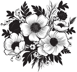 Blooming Aura Flower Icon Graphic Elegant Blossoms Bouquet Logo Design