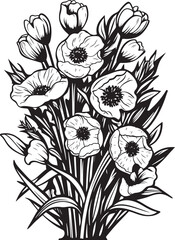 Blossom Charm Flower Vector Art Blooming Fusion Bouquet Logo Design