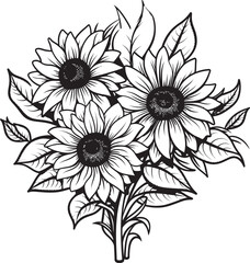 Sunflower Symphony Vector Logo Design Radiant Sunflower Bouquet Icon Art