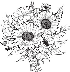 Sunshine Petals Vector Icon Graphic Golden Sunflower Bouquet Logo Art