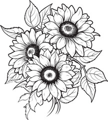 Sunflower Harmony Vector Icon Art Sunlit Radiance Bouquet Logo Design