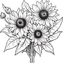 Fototapeta premium Sunlit Radiance Bouquet Logo Design Sunflower Delight Vector Graphic Icon
