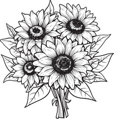 Sunflower Delight Bouquet Icon Design Sunny Blossoms Vector Graphic Art