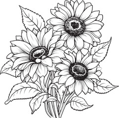 Sunlit Brilliance Vector Graphic Design Sunflower Elegance Bouquet Logo Art