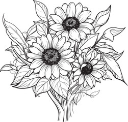 Sunshine Blooms Vector Icon Design Sunflower Beauty Bouquet Graphic Art