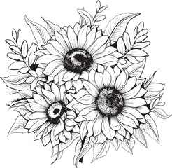 Radiant Petals Bouquet Graphic Design Sunflower Bliss Vector Logo Art