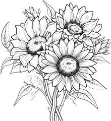 Radiant Petals Vector Logo Art Sunflower Charm Bouquet Icon Design