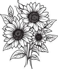 Sunflower Brilliance Bouquet Design Art Sunshine Petals Sunflower Vector Icon