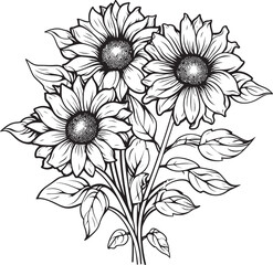 Golden Petals Bouquet Logo Art Sunflower Symphony Vector Icon Design