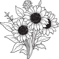 Radiant Petals Sunflower Vector Art Sunflower Delight Bouquet Logo Design