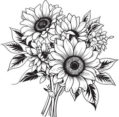 Sunlit Radiance Vector Logo Art Sunflower Brilliance Bouquet Icon Design