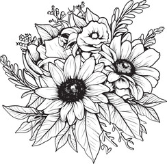 Sunflower Symphony Vector Design Art Radiant Blooms Sunflower Logo Graphic