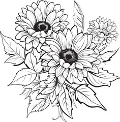 Sunflower Bouquet Radiance Vector Art Sunshine Blooms Sunflower Logo Graphic