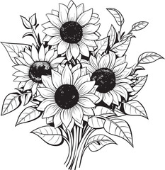 Sunlit Sunflower Glow Bouquet Icon Golden Sunflower Symphony Logo Design