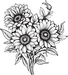 Sunflower Bouquet Harmony Icon Design Radiant Sunflowers Vector Logo Art