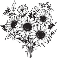 Sunlit Sunflowers Bouquet Vector Design Sunflower Bliss Logo Graphic Art