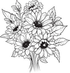 Sunflower Bouquet Essence Vector Icon Radiant Sunflowers Logo Design Graphic