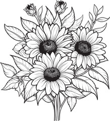 Sunflower Elegance Bouquet Logo Art Sunshine Blooms Vector Icon Design