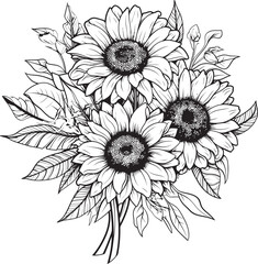 Golden Sunflower Essence Vector Logo Bliss Sunlit Sunflower Symphony Iconic Graphic Harmony