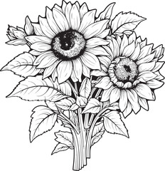 Sunflower Symphony Iconic Bouquet Elegance Sunshine Sunflower Delight Vector Graphic Bliss