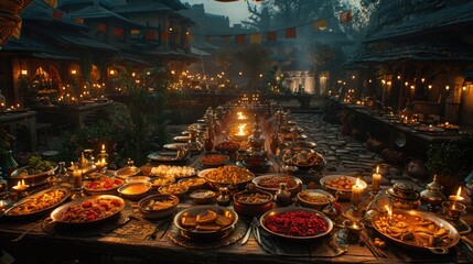 Top view of Iftar or Suhoor served in Ramadan 