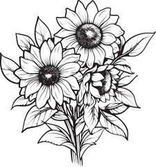 Sunlit Sunflower Elegance Vector Icon Bliss Sunflower Essence Vector Bouquet Logo