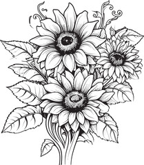 Sunflower Elegance Bouquet Logo Design Sunshine Petals Vector Icon Graphic