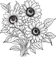 Golden Blooms Sunflower Vector Icon Sunflower Symphony Bouquet Graphic Design