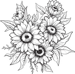 Golden Symphony Sunflower Vector Art Sunflower Delight Bouquet Logo Design