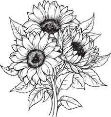 Sunflower Delight Bouquet Logo Design Sunlit Radiance Vector Icon Art