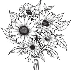 Sunflower Beauty Bouquet Graphic Design Radiant Petals Vector Logo Art