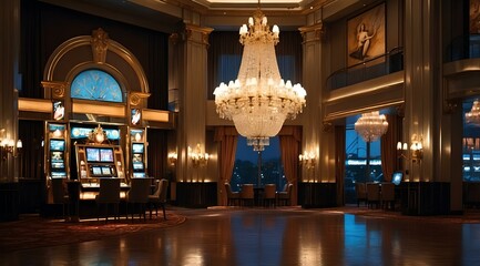 Obraz premium Luxurious Casino Interior with Chandeliers