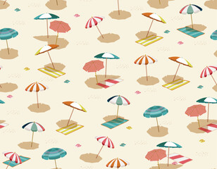Colourful sun umbrellas summer time vector illustration © MSNTY_STUDIOX