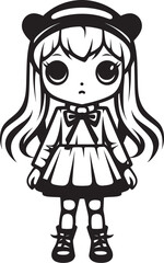 Enchanting Essence Cute Girl Icon Darling Delight Cartoon Logo Design