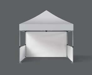 Promotional Outdoor Trade Show Event Tent Mockup. Front View of Mini Gazebo Tent Mockup. Foldable...