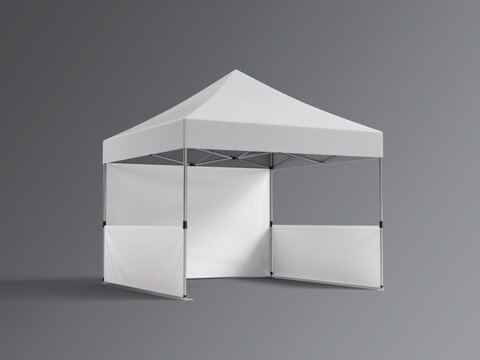 Promotional Outdoor Trade Show Event Tent Mockup. Side View of Mini Gazebo Tent Mockup. Car Canopy.