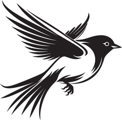 Skyward Serenity Cartoon Logo Art Winged Whirlwind Flying Bird Icon