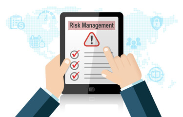 Risk Management Business Checklist Concept on Tablet