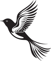Sky Sojourn Flying Bird Icon Whimsical Wings Vector Iconic Design