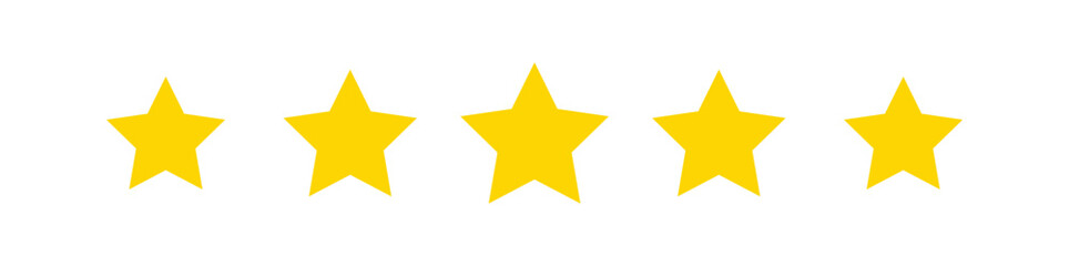 Obraz premium Gold Stars rating icon set, five star rating, Vector illustration.